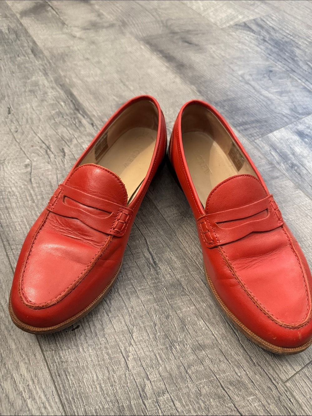 J. Crew Red Leather Women's Penny Loafers